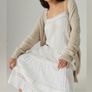 Lucky Brand Tiered Embroidered Ivory Midi Sundress